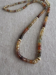 Golden Zircon Necklace, Hand Knotted Gemstones, Boho Gemstone Jewelry