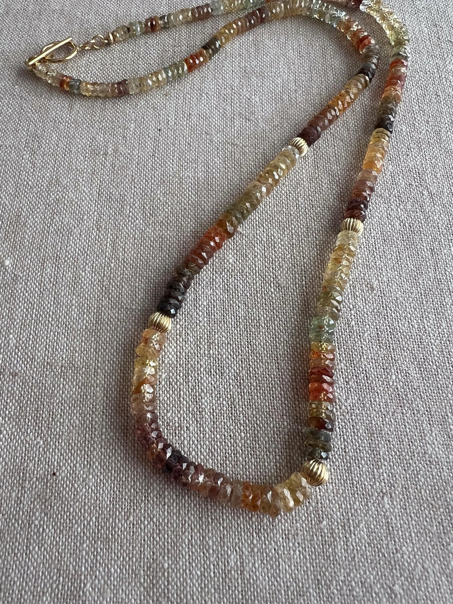 Golden Zircon Necklace, Hand Knotted Gemstones, Boho Gemstone Jewelry