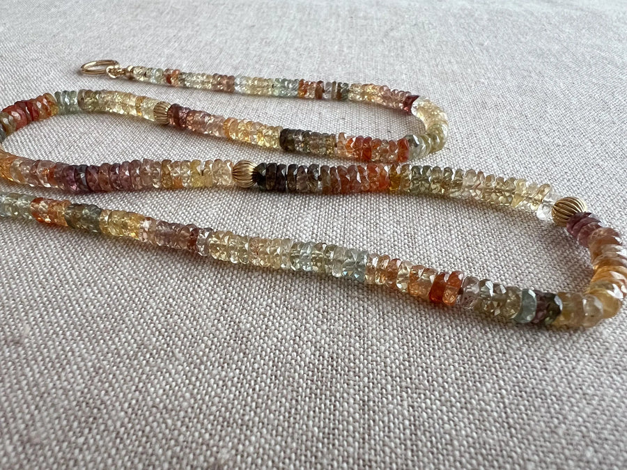 Golden Zircon Necklace, Hand Knotted Gemstones, Boho Gemstone Jewelry