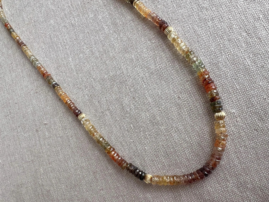 Golden Zircon Necklace, Hand Knotted Gemstones, Boho Gemstone Jewelry