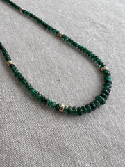 Emerald Necklace, 14k Gold Filled Accents, Boho Gemstone Jewelry