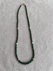 Emerald Necklace, 14k Gold Filled Accents, Boho Gemstone Jewelry