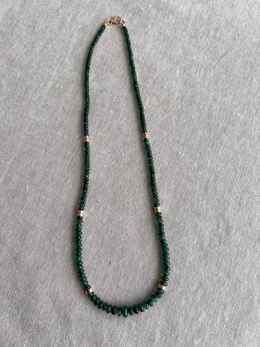 Emerald Necklace, 14k Gold Filled Accents, Boho Gemstone Jewelry