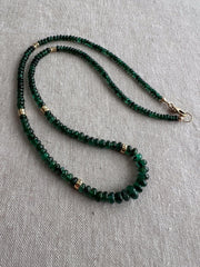 Emerald Necklace, 14k Gold Filled Accents, Boho Gemstone Jewelry