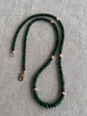Emerald Necklace, 14k Gold Filled Accents, Boho Gemstone Jewelry