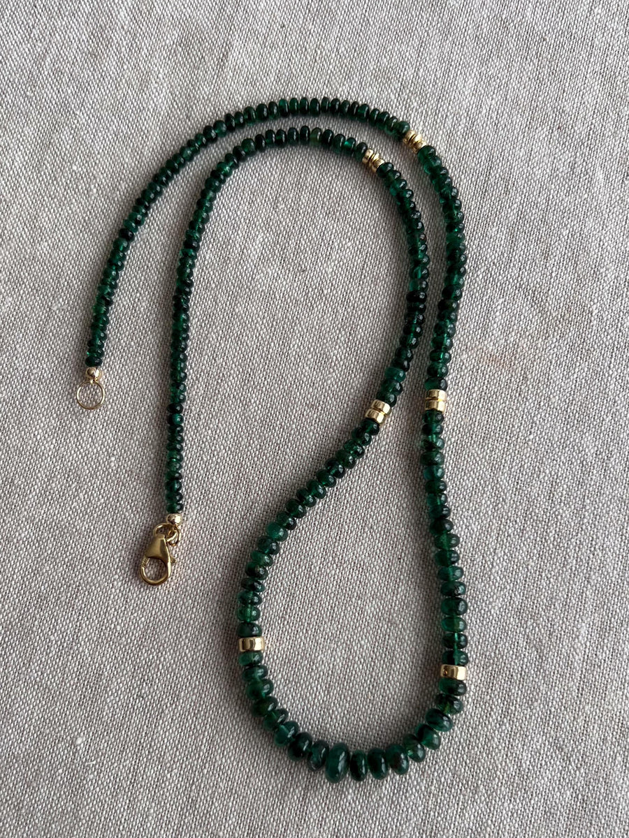 Emerald Necklace, 14k Gold Filled Accents, Boho Gemstone Jewelry