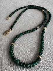 Emerald Necklace, 14k Gold Filled Accents, Boho Gemstone Jewelry