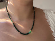 Emerald Necklace, 14k Gold Filled Accents, Boho Gemstone Jewelry