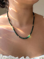 Emerald Necklace, 14k Gold Filled Accents, Boho Gemstone Jewelry