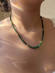 Emerald Necklace, 14k Gold Filled Accents, Boho Gemstone Jewelry