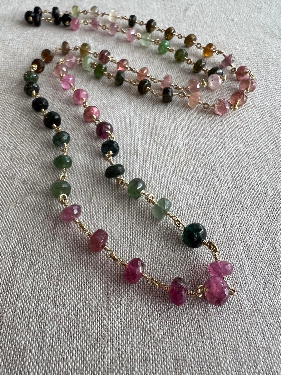 Tourmaline Necklace, 14k Gold Filled Wire Wrapping, Fine Boho Jewelry