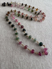 Tourmaline Necklace, 14k Gold Filled Wire Wrapping, Fine Boho Jewelry