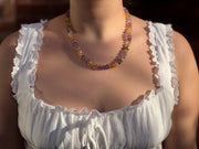 Ametrine Necklace, Gold Pave Accents, Fine Boho Gemstone Jewelry