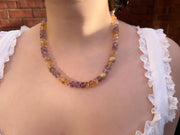 Ametrine Necklace, Gold Pave Accents, Fine Boho Gemstone Jewelry