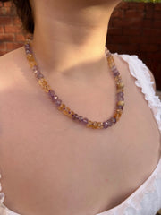Ametrine Necklace, Gold Pave Accents, Fine Boho Gemstone Jewelry