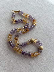 Ametrine Necklace, Gold Pave Accents, Fine Boho Gemstone Jewelry