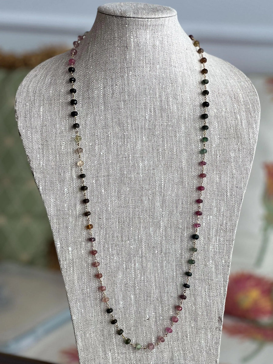 Tourmaline Necklace, 14k Gold Filled Wire Wrapping, Fine Boho Jewelry