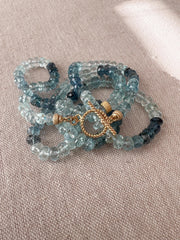 Aquamarine Shaded Necklace, Gold Stardust Accents, Boho Gemstone Jewelry