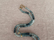 Aquamarine Shaded Necklace, Gold Stardust Accents, Boho Gemstone Jewelry