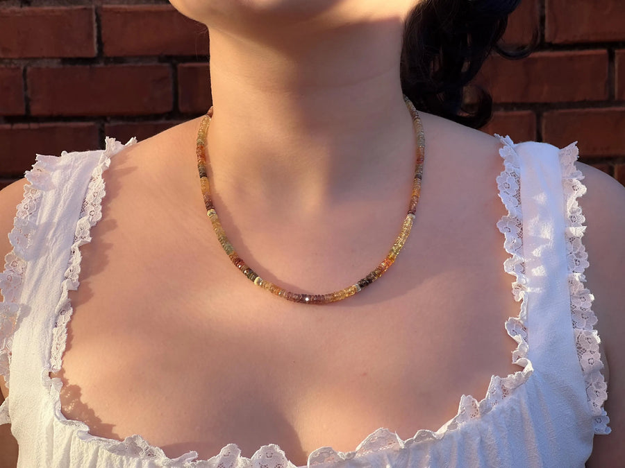 Golden Zircon Necklace, Hand Knotted Gemstones, Boho Gemstone Jewelry