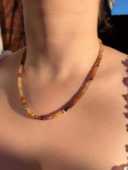 Golden Zircon Necklace, Hand Knotted Gemstones, Boho Gemstone Jewelry