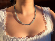 Aquamarine Shaded Necklace, Gold Stardust Accents, Boho Gemstone Jewelry