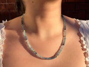 Aquamarine Shaded Necklace, Gold Stardust Accents, Boho Gemstone Jewelry