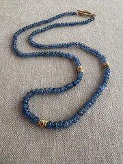 Burmese Sapphire Necklace with Gold Accents