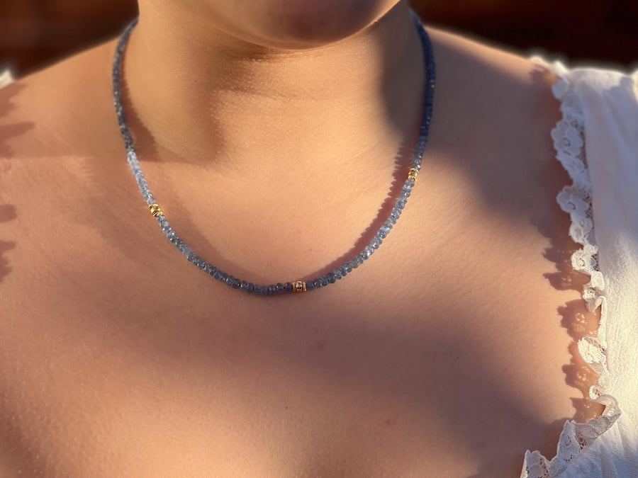 Burmese Sapphire Necklace with Gold Accents
