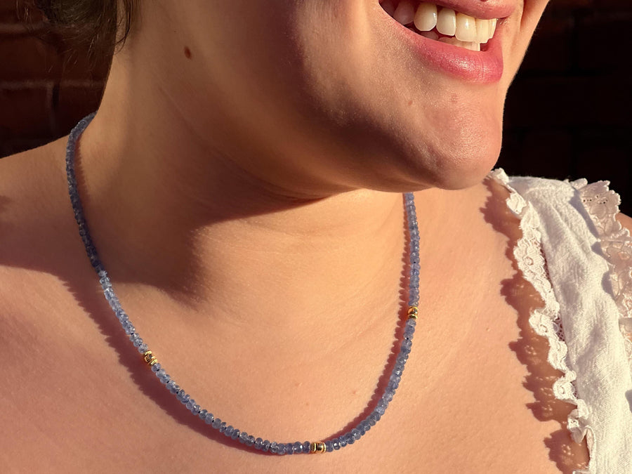 Burmese Sapphire Necklace with Gold Accents