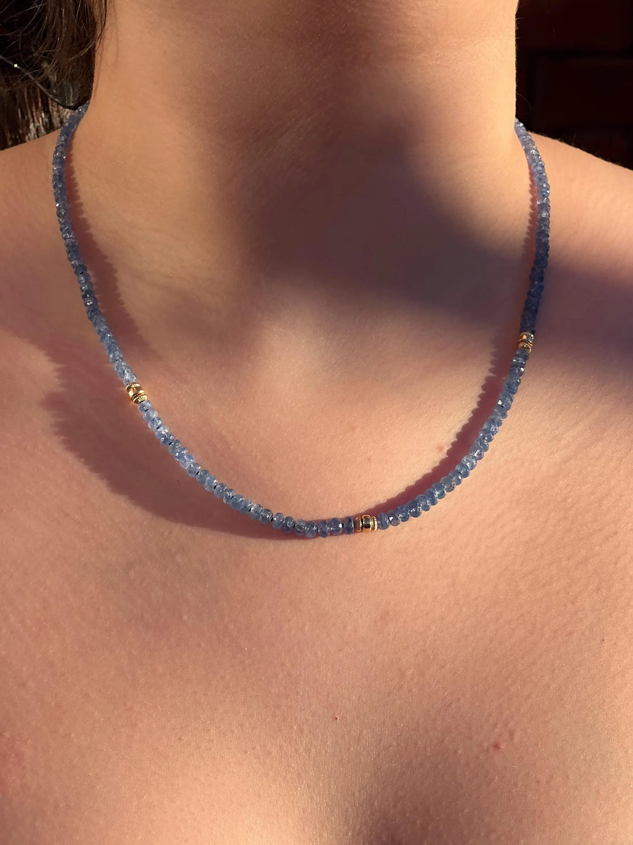 Burmese Sapphire Necklace with Gold Accents