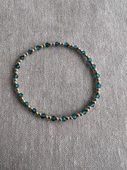 Gold Bead Bracelet with Blue Topaz Accents, Boho Gemstone Jewelry, Stacking Bracelet