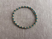Gold Bead Bracelet with Blue Topaz Accents, Boho Gemstone Jewelry, Stacking Bracelet