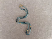 Aquamarine Shaded Necklace, Gold Stardust Accents, Boho Gemstone Jewelry