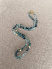 Aquamarine Shaded Necklace, Gold Stardust Accents, Boho Gemstone Jewelry