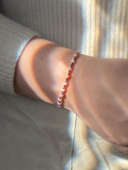 Gold Bead Bracelet with Pink Shell Pearl Accents, 14k Gold Filled, Stretch Bracelets