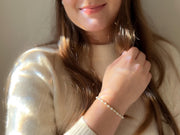 Gold Bead and Blue Pearl Bracelet, 14k Gold Filled, Boho Jewelry