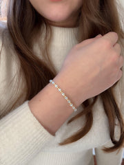 Gold Bead and Blue Pearl Bracelet, 14k Gold Filled, Boho Jewelry