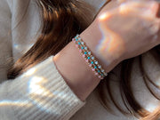 Gold Bead and Blue Pearl Bracelet, 14k Gold Filled, Boho Jewelry