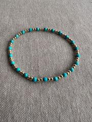 Gold Bead Bracelet with Turquoise Accents, 14k Gold Filled, Boho Gemstone Jewelry