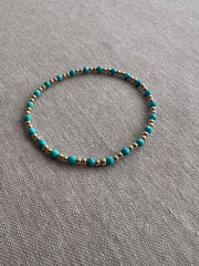 Gold Bead Bracelet with Turquoise Accents, 14k Gold Filled, Boho Gemstone Jewelry