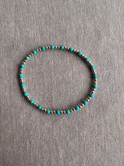 Gold Bead Bracelet with Turquoise Accents, 14k Gold Filled, Boho Gemstone Jewelry