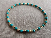 Gold Bead Bracelet with Turquoise Accents, 14k Gold Filled, Boho Gemstone Jewelry