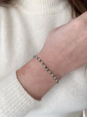 Gold Bead Bracelet with Blue Topaz Accents, Boho Gemstone Jewelry, Stacking Bracelet