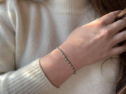 Gold Bead Bracelet with Blue Topaz Accents, Boho Gemstone Jewelry, Stacking Bracelet