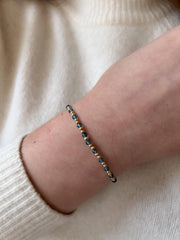 Gold Bead Bracelet with Blue Topaz Accents, Boho Gemstone Jewelry, Stacking Bracelet