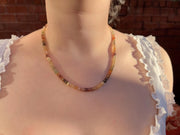 Golden Zircon Necklace, Hand Knotted Gemstones, Boho Gemstone Jewelry