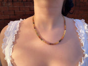 Golden Zircon Necklace, Hand Knotted Gemstones, Boho Gemstone Jewelry