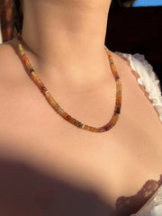 Golden Zircon Necklace, Hand Knotted Gemstones, Boho Gemstone Jewelry