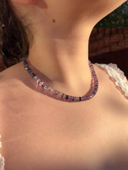 Fluorite Heishi Disco Necklace, Hand Knotted